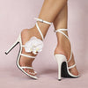 Women&#39;s Three-dimensional Floral Strap Cross Strap Pointed Open Toe Stiletto Heel Sandals