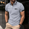 Men&#39;s Casual Polo Shirt Chest Faux Pocket Lapel Button Business T-shirt