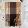 Women&#39;s All-match Cashmere Plaid Tassel Thickened Warm Shawl Scarf