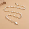 Fashion Stringed Pearls Y-shaped Necklace Cross