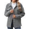 Fashion Houndstooth Lapel Tweed Coat Casual Loose Long Sleeve Jacket With Pocket Outwear Tops For Womens Clothing