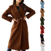 Women&#39;s Simple Double Breasted Long Sleeve Turn-down Collar Coat