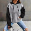 Casual Loose Stitching Color Block Pullover Hoodie