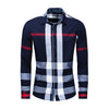 Men&#39;s Cotton Long Sleeve Color Matching Plaid Shirt