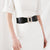 Elastic Female Black Rhinestone Square Buckle Elastic Waistband