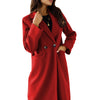 Women&#39;s Simple Double Breasted Long Sleeve Turn-down Collar Coat