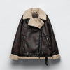 Women&#39;s Suede Fur Integrated Motorcycle Jacket