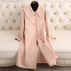 Small Lapel Cashmere Coat For Women&#39;s Loose Fitting Medium Length Style