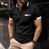 Men&#39;s Casual Polo Shirt Chest Faux Pocket Lapel Button Business T-shirt