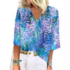 Women&#39;s Fresh Casual Floral Printed V-neck Top