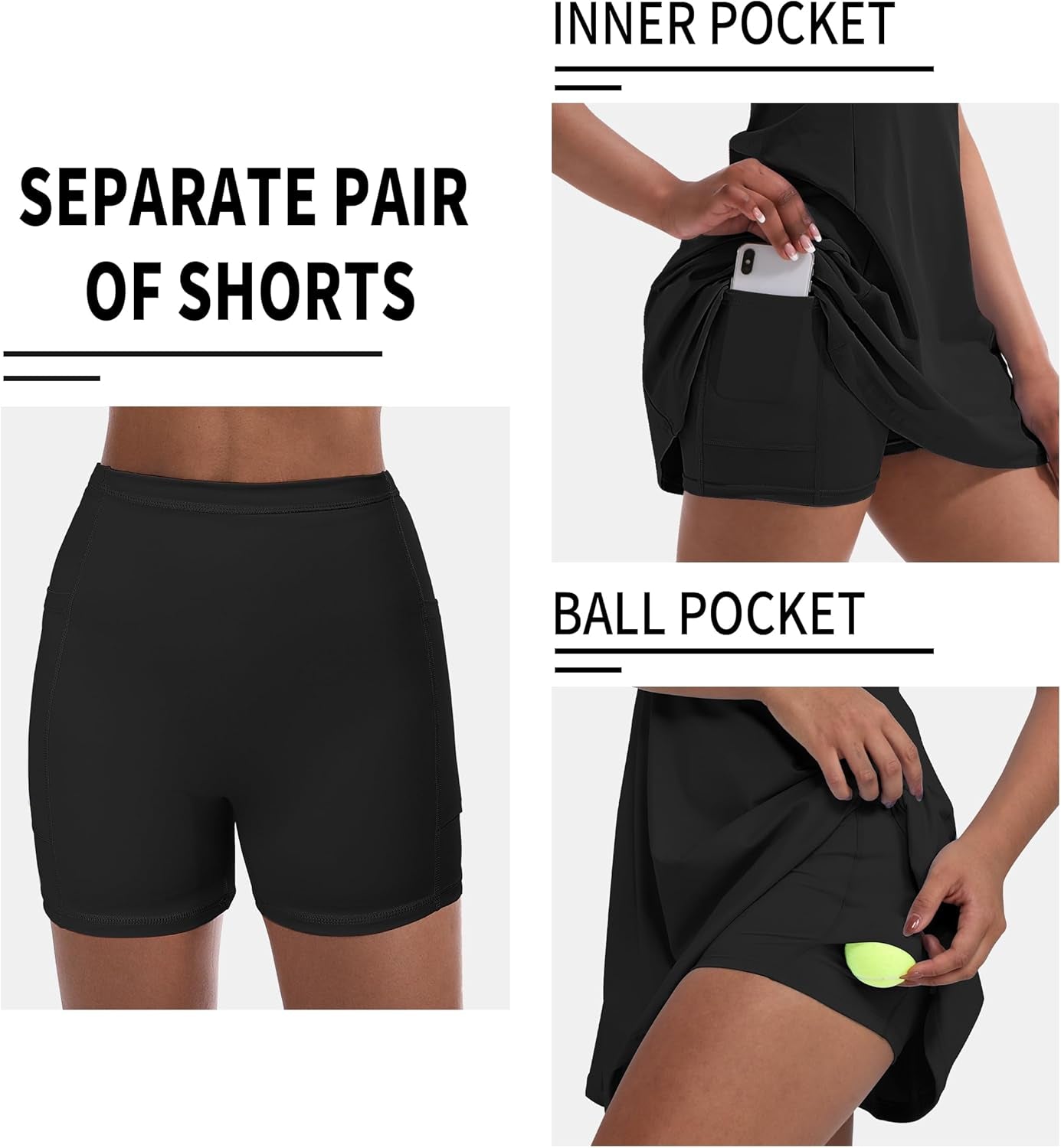 Tennis Dress for Women, Tennis Golf Dresses with Built in Shorts and Pockets for Sleeveless Workout Athletic Dresses