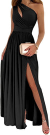 Women&#39;s One Shoulder High Split Cutout Sleeveless Elegant Sexy Cocktail Maxi Dress