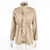 Women&#39;s Zippered Casual Mid Length Waist Windproof Jacket