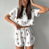 Sports And Leisure Suit Women&#39;s Printed Short Two-piece Set