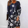 Retro Style Dress Women&#39;s Summer Plant Slimming Printed Round Neck Long Sleeve