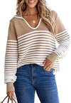 Navy Style Casual Knitted Women&#39;s Top