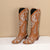 Embroidered Western Denim Retro Women's Knee-length Boots