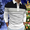 Men&#39;s Polo Shirt Long Sleeve Color Matching Zipper T-shirt Top