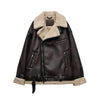 Women&#39;s Suede Fur Integrated Motorcycle Jacket