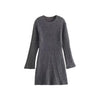 Fashion Solid Ribbed Knitted Dress Fall And Winter Slim-fit Stand-up Collar A-line Dresses Women&#39;s Clothing