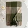 Women&#39;s All-match Cashmere Plaid Tassel Thickened Warm Shawl Scarf