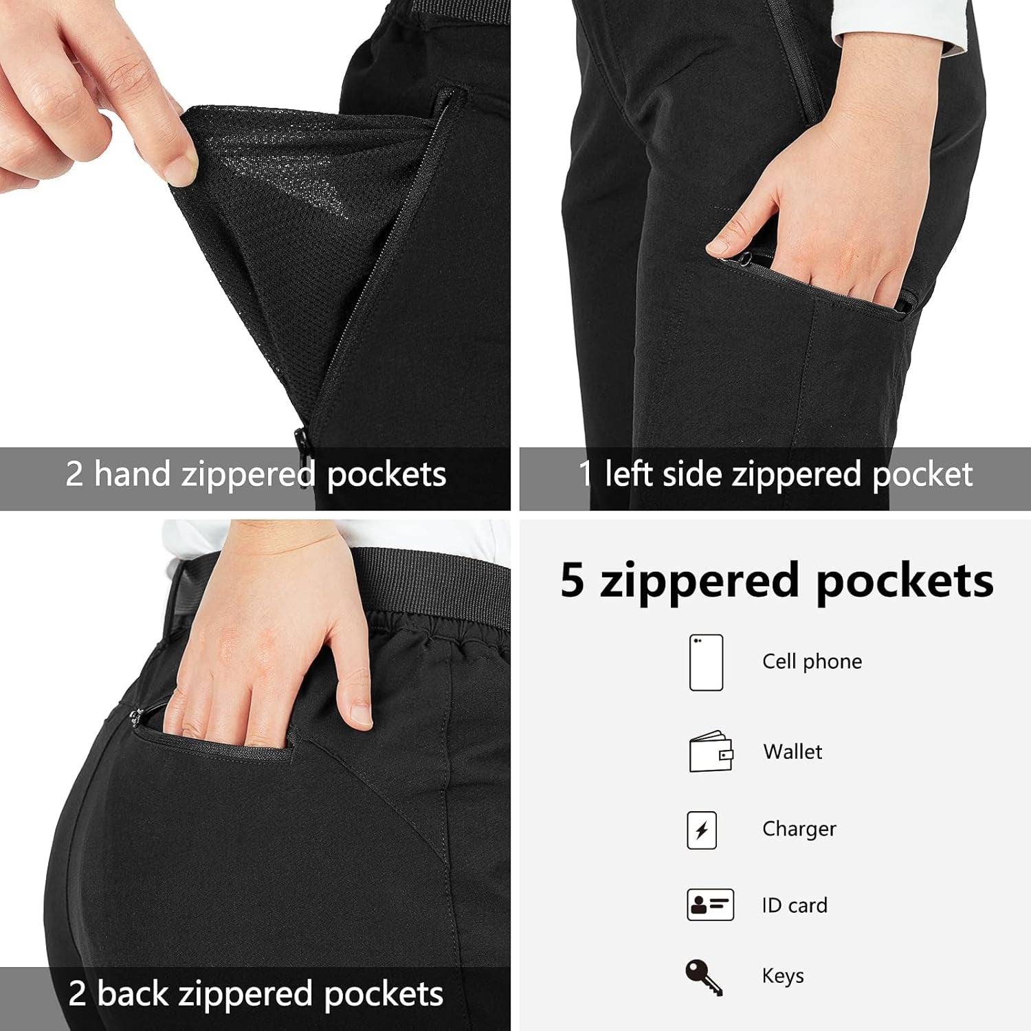 Womens Golf Pants Water-Resistant Lightweight Hiking Pants with Adjustable Bottom for Travel, Camping, Fishing