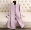 Small Lapel Cashmere Coat For Women&#39;s Loose Fitting Medium Length Style