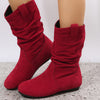 Large Size Flat Bottom Women Buskin Suede Stitching Women Round-toe Boots