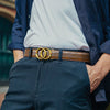 Automatic Alloy Buckle Cowhide Men&#39;s Belt