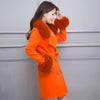 Big Fur Collar Warm Mid-length With Belt Coat