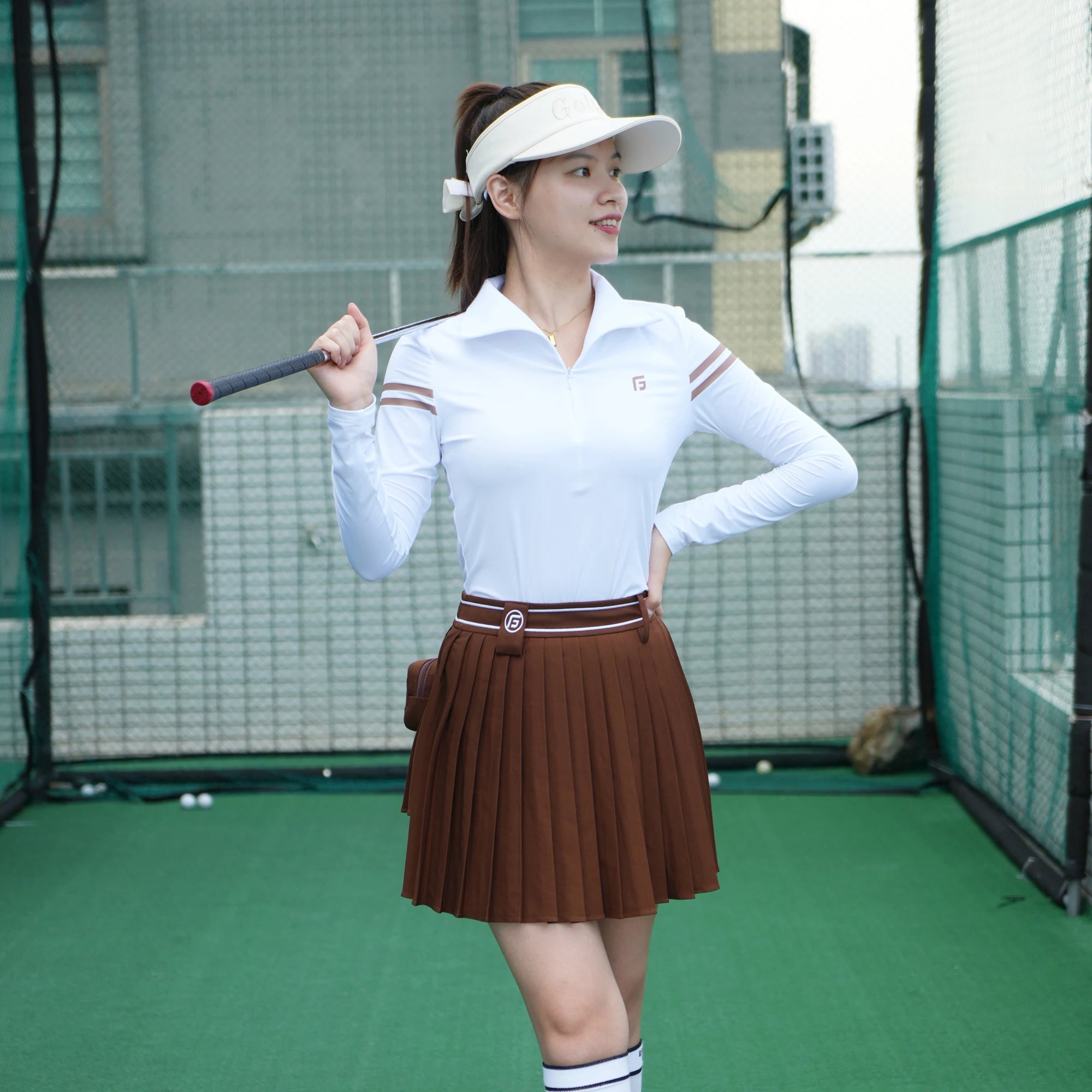 High-Waisted Pleated Golf Skirt – Stretch Fit Athletic Skort for Women