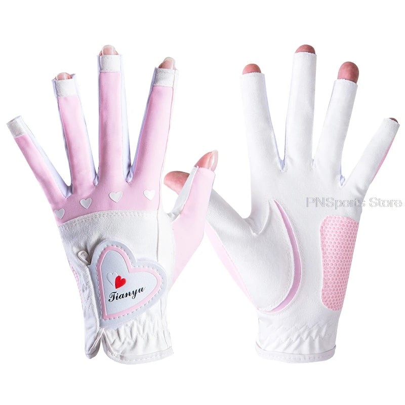 Open Finger Golf Mitten Anti-skid Particles Gloves Palm Protection