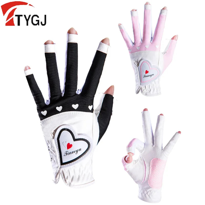 Open Finger Golf Mitten Anti-skid Particles Gloves Palm Protection