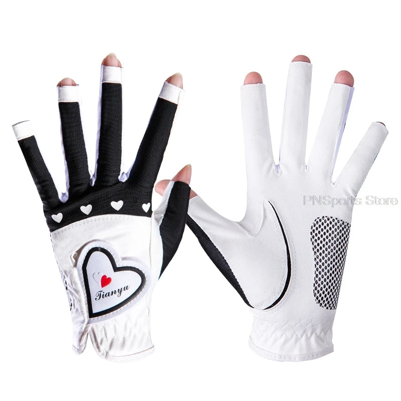 Open Finger Golf Mitten Anti-skid Particles Gloves Palm Protection