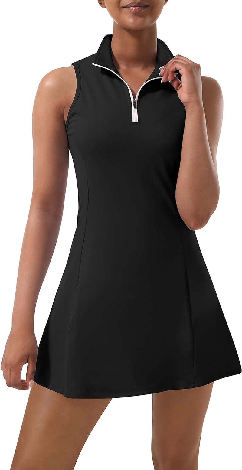 Tennis Dress for Women, Tennis Golf Dresses with Built in Shorts and Pockets for Sleeveless Workout Athletic Dresses