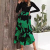 Women&#39;s Slim-fitting Patchwork Printed Ruffles Dress