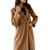 Women&#39;s Simple Double Breasted Long Sleeve Turn-down Collar Coat