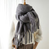 Mohair Pure Color All-matching Winter Warm Lengthened Fringe Bib Towel