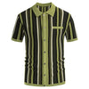 Polo Collar Stripes Casual Knitted T-shirt Short Sleeve