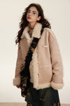 Women&#39;s Patchwork Plush Cotton-padded Clothes Retro Loose Cotton Coat