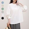 Autumn Waffle Women&#39;s T-shirt Round Neck Solid Color