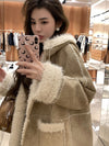 Hooded Suede Fur Lamb Warm Leisure Slimming Coat