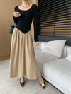 Women&#39;s Fashion Square Collar Brushed Dress