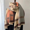 Korean Style Contrast Color Artificial Cashmere Scarf Women&#39;s New Winter