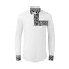 Men&#39;s Cotton Blended Long-sleeved Backprint Shirt With Front Panel And Contrast Color