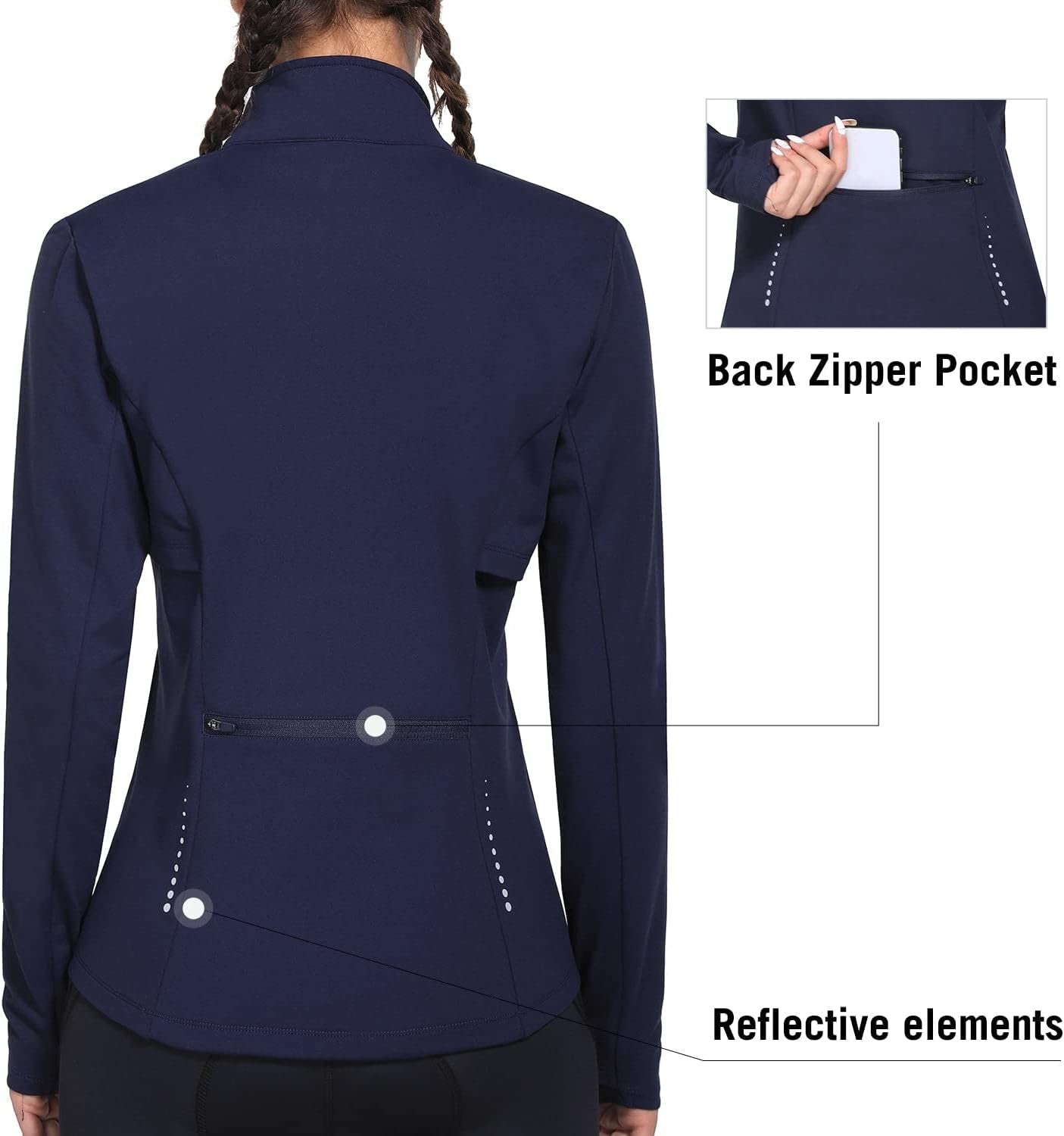 Women'S Fleece Running Jacket Water Resistant Full Zip Winter Cold Weather Gear Thermal Cycling Workout Jackets