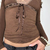 Retro Style V-neck Lace Lace Up Slim Fit Solid Color Underwear Top