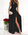 Women&#39;s One Shoulder High Split Cutout Sleeveless Elegant Sexy Cocktail Maxi Dress