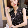 Chiffon Shirt Women&#39;s Summer Sleeveless Shirt Women&#39;s Slim Printed Shirt