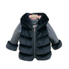 Children&#39;s Cotton Coat Rex Rabbit Hooded Faux Fur Coat